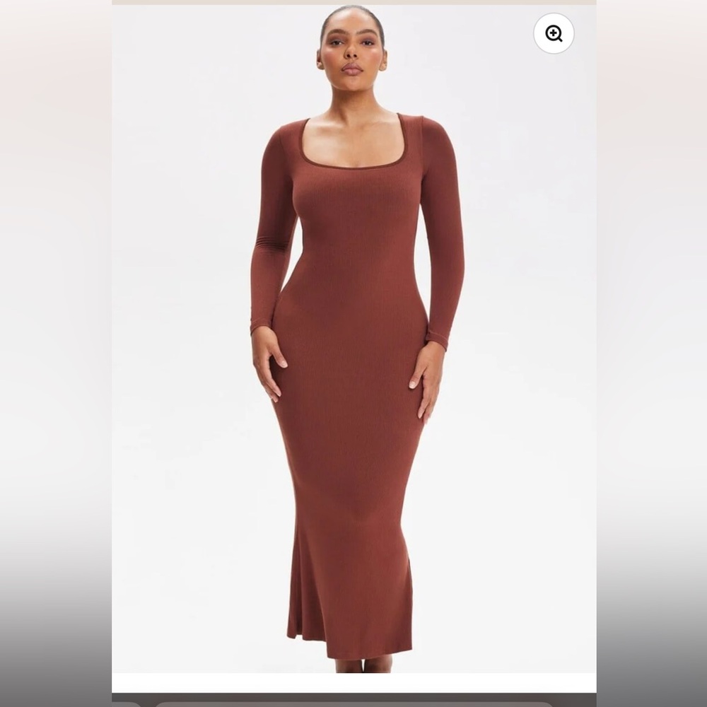 Elegant Brown Long Sleeve Dress